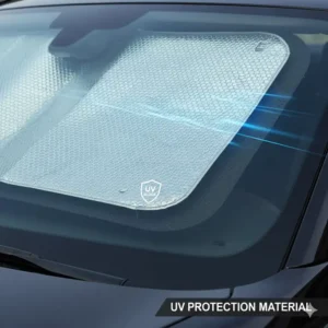 Close-up of the reflective, insulating material used in the best car windshield sun shade for superior UV and heat reflection.