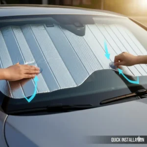 Demonstration of how quickly and easily this top-rated windshield sun shade can be installed and secured.