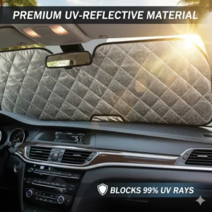 Detail shot showing the premium reflective material of the Best Car Windshield Sunshade.