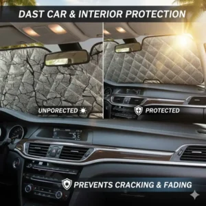 The Best Car Windshield Sunshade protecting the dashboard from sun damage and cracking.