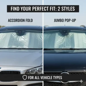 Comparing different styles (jumbo and accordion) of the Best Car Windshield Sunshade.