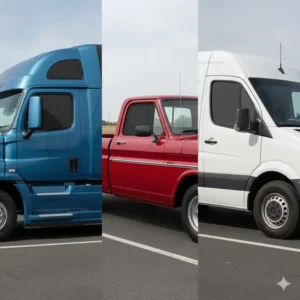 Comparison showing the universal fit of the truck side window shades on various truck makes and models.