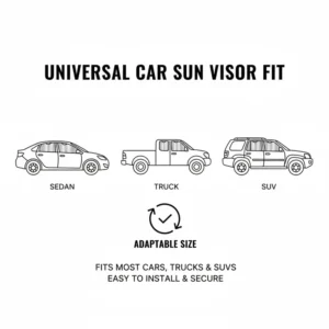 Image showing the universal fit of the foldable sun shade for car across different vehicle sizes.