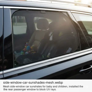 Mesh side-window sunshades for kids installed. See our top car sunshade reviews.