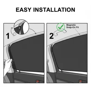 Step-by-step guide on how to install a magnetic custom rear window shade quickly and easily.