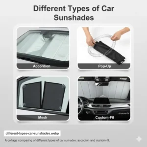 A detailed shot showing the heat-reflective material. Consult our car sunshade reviews.