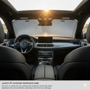 A custom-fit sunshade that protects the entire dashboard from sun damage. See the latest car sunshade reviews.