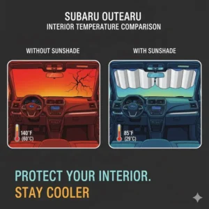 Interior temperature comparison showing the effectiveness of using a subaru outback sunshade during summer.