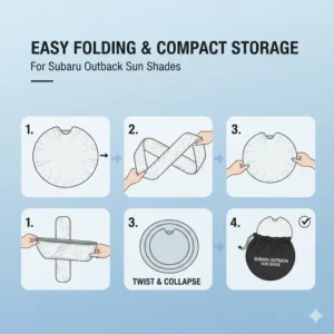 Step-by-step instructions on how to fold and store the collapsible sun shades for subaru outback.