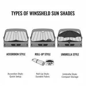 Comparison of accordion and umbrella style sunshades to see how different do windshield covers work for heat.