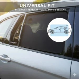 Close-up view of the durable dual-layer mesh fabric of the car window cling shade for maximum cooling.