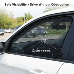 Visual representation of the clear visibility maintained while using the car window cling shade for safe driving.