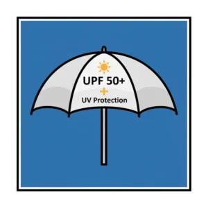 High-quality icon of a sun shield umbrella with UPF 50 plus protection.