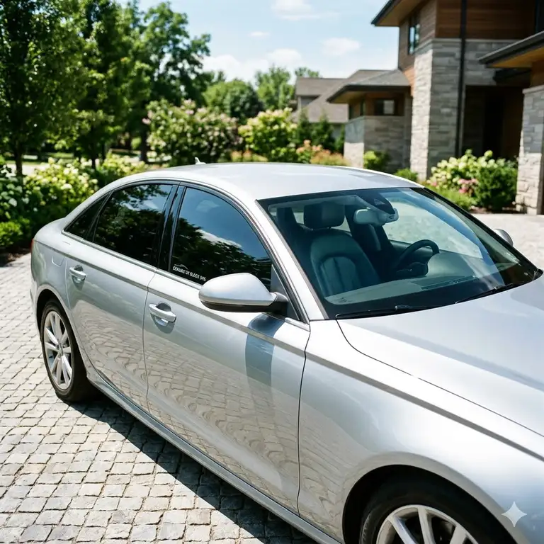 Featured Image: A luxury car showcasing the best uv protection for car windows using high-quality window film.