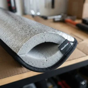 Close-up of the foam core and material durability in this weathertech sunshade review.