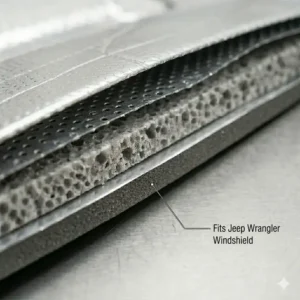 Illustration demonstrating the precise edge-to-edge coverage of a windshield sun shade jeep wrangler.