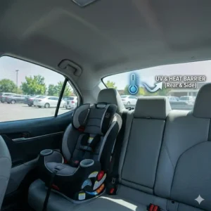 Rear and side window protection using the best sunshade for car for baby safety.