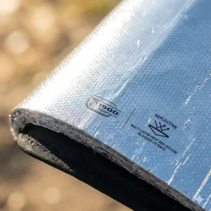 Close-up detail of the high-quality reflective layers used in a ram 1500 sun shade for heat blocking.