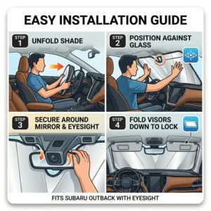 Step-by-step installation guide for properly fitting a subaru outback windshield shade.