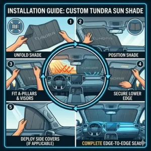 Illustration 6: Step-by-step instructions on how to properly set up your toyota tundra sun shade.