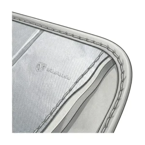Close-up of the durable, reinforced stitching and reflective material used in a premium ram sun shade.