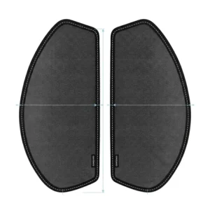 A pair of premium black rear car shades mapped out to match a specific vehicle side door silhouette.