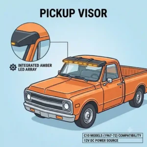 Painted color matched pickup visor seamless with the truck body color.
